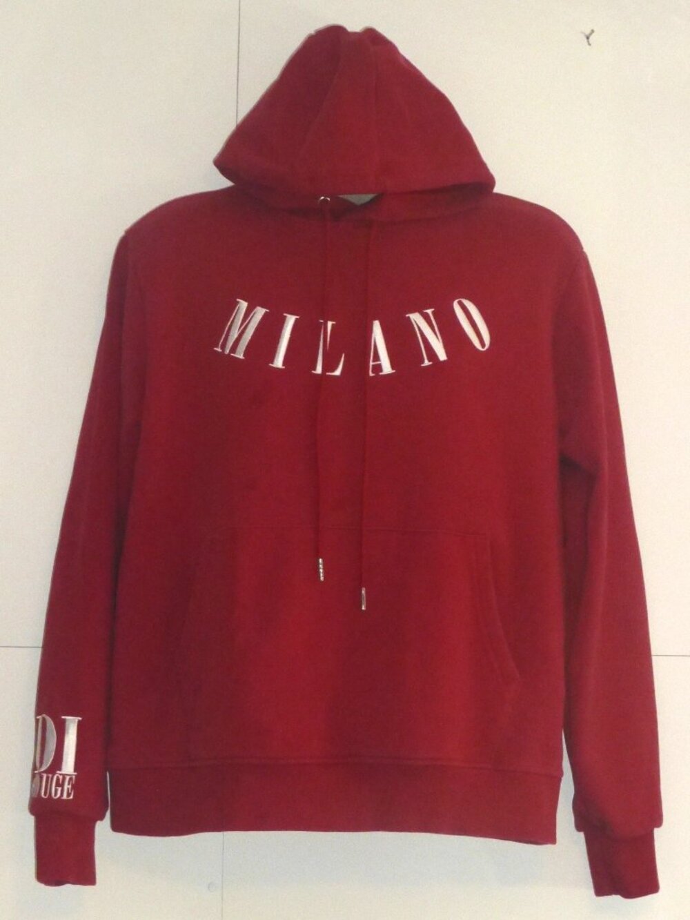 Milano Di Rouge Men's Pullover Hoodie Size:Large Burgundy HAS STAINS PLEASE READ